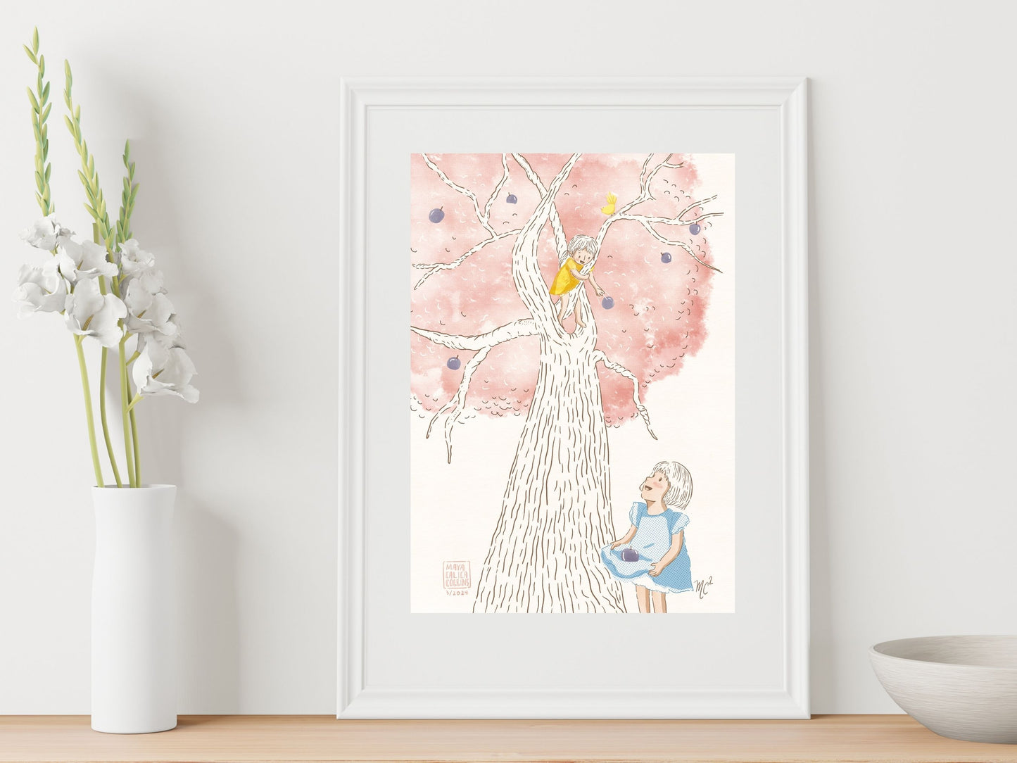 "Sisters Picking Fruit" Art Print