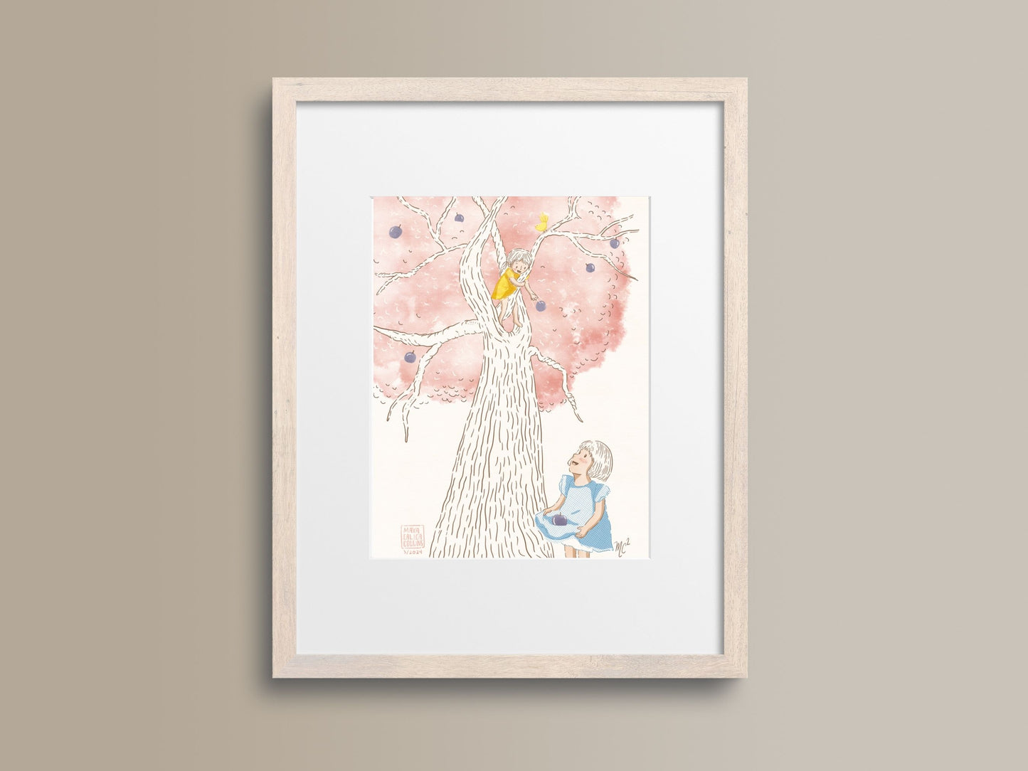 "Sisters Picking Fruit" Art Print