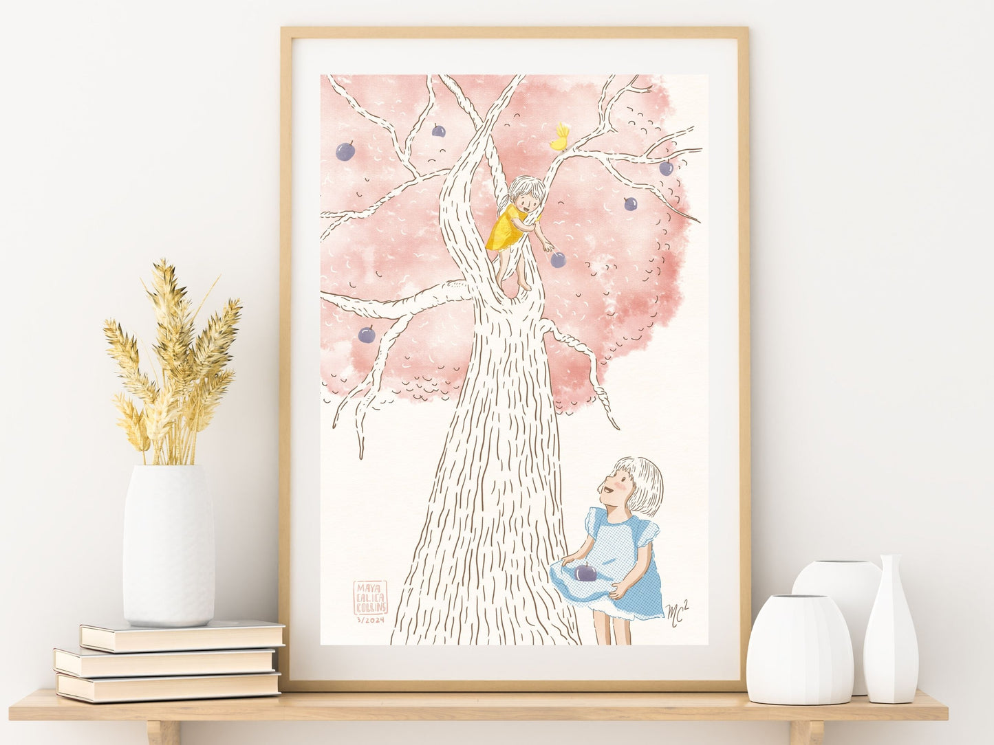 "Sisters Picking Fruit" Art Print