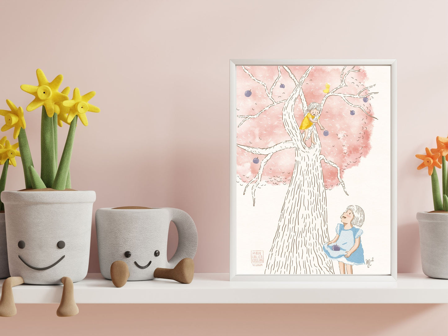 "Sisters Picking Fruit" Art Print