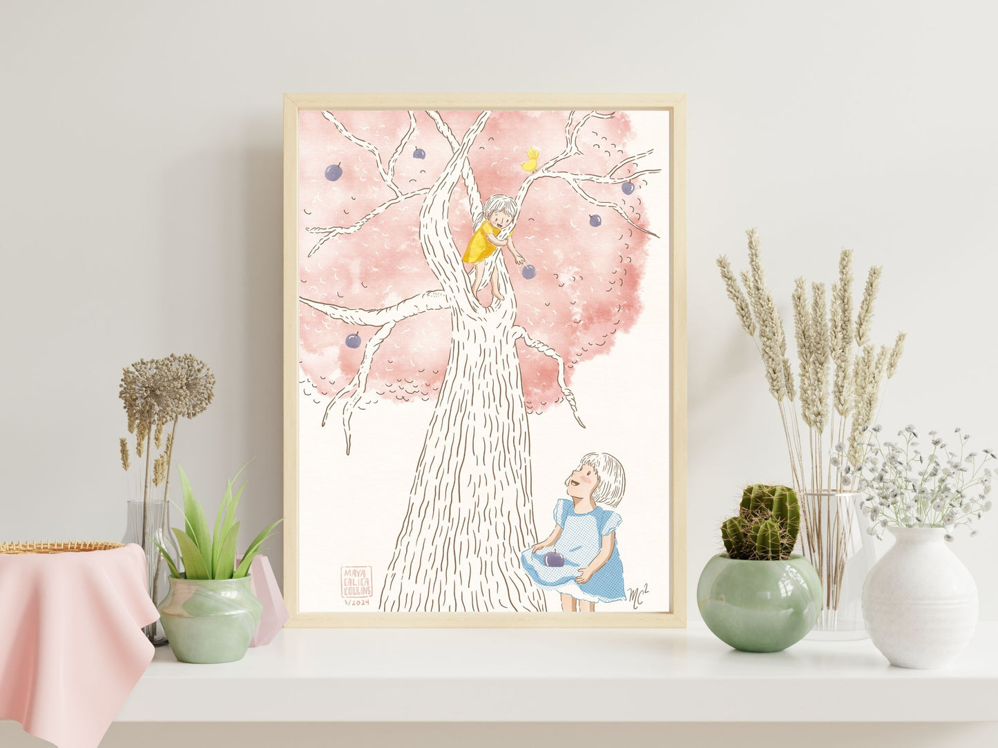 "Sisters Picking Fruit" Art Print