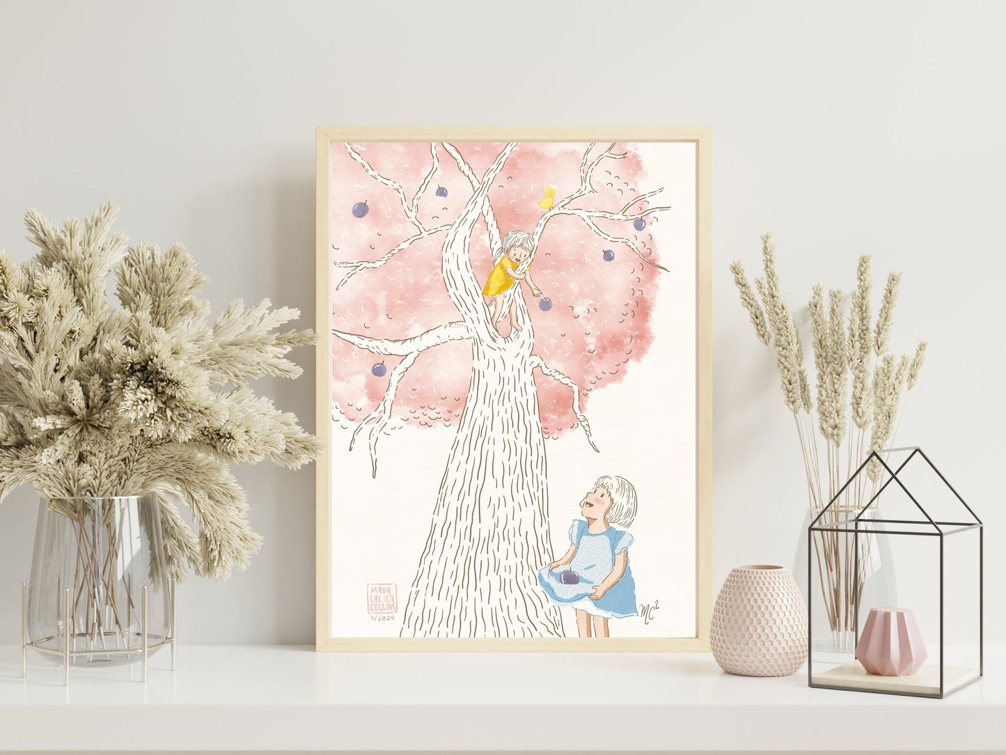 "Sisters Picking Fruit" Art Print