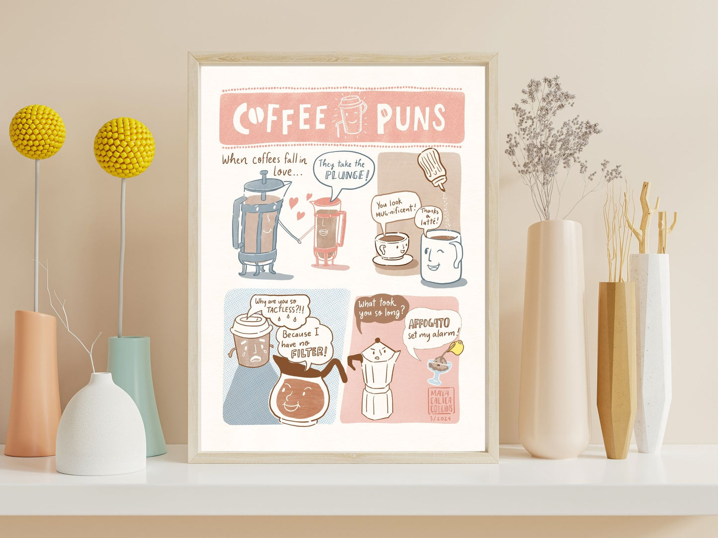 Funny Cafe Puns Art Print