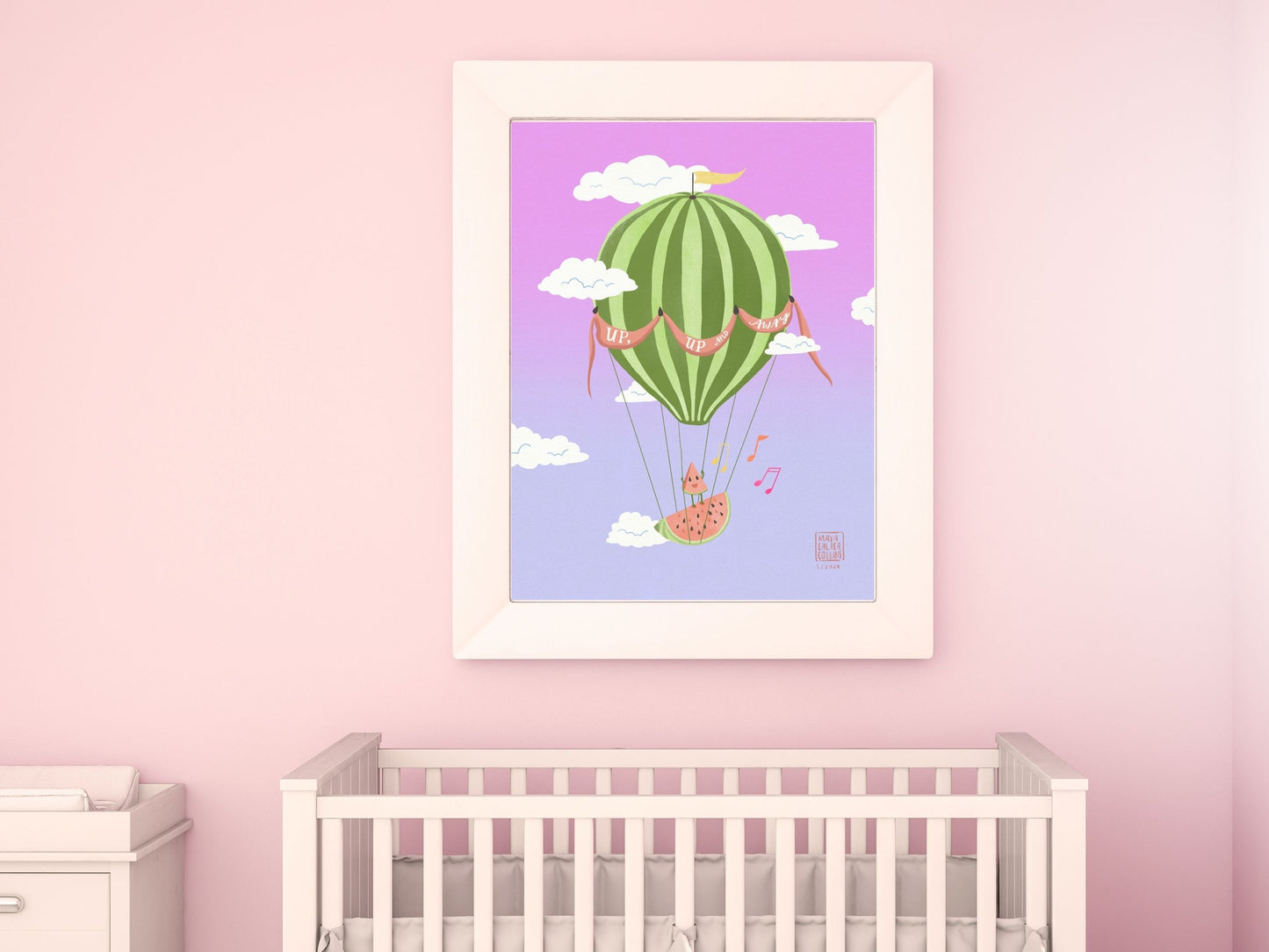 Watermelon Hot Air Balloon Art Print
