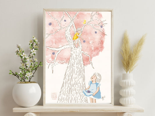 "Sisters Picking Fruit" Art Print