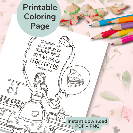 “Joy of Cooking” Printable Coloring Page, Printable, Bible Verse Coloring Page, Instant Download, Print at home